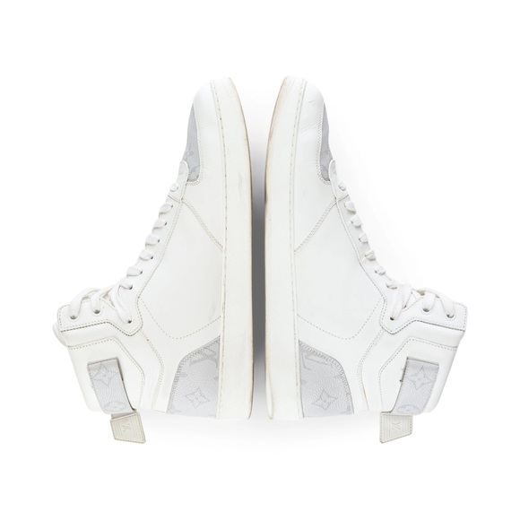 Louis Vuitton Rivoli White and Gray Leather Monogram High-Top Sneakers Men's 9 - Picture 5 of 9